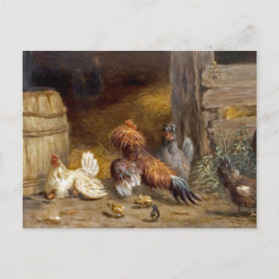 Carte Postale Poulets en coop par Carl Jutz