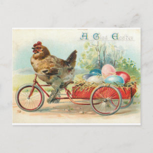 Carte Postale Poulets et oeufs de Pâques de style vintage