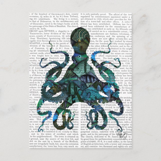 Carte Postale Poulpe bleu de poisson (Devant)