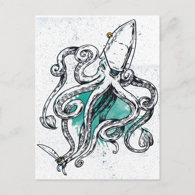 Carte Postale Poulpe de vie marine (Devant)
