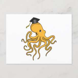 Carte Postale Poulpe en tant qu'étudiant avec diplôme