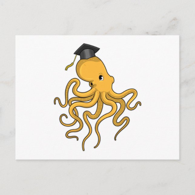 Carte Postale Poulpe étudiant avec diplôme (Devant)
