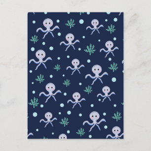 Carte Postale Poulpe sous la mer motif pour enfants