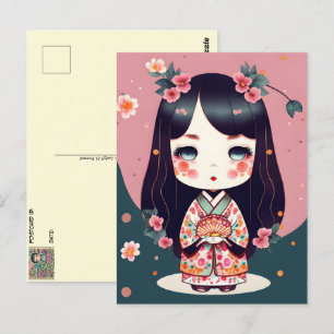 Carte Postale Poupée Cute Kokeshi, poste