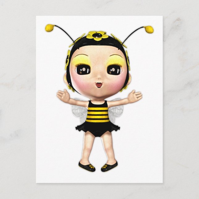 Carte Postale Poupée de fée mignonne Lady Bumblebee 2 (Devant)