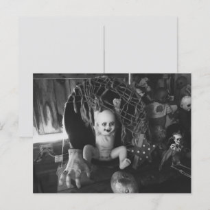 Carte Postale Poupée d'Halloween Déplaisante noire et blanche