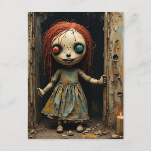 Carte Postale Poupée Effrayante Avec Des Yeux Boutons