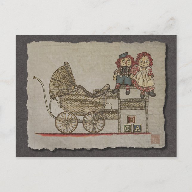 Carte Postale Poupée et bébé raggedy Buggy (Devant)