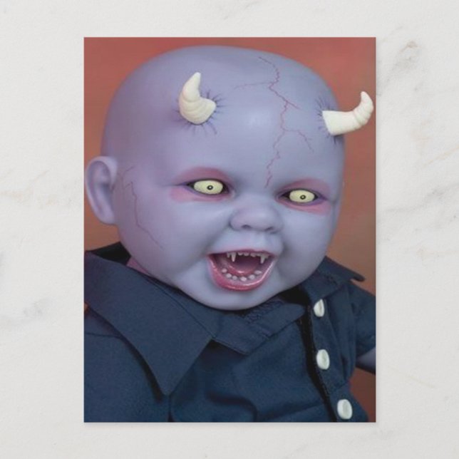 Carte Postale Poupée pour bébé du diable déplaisant (Devant)