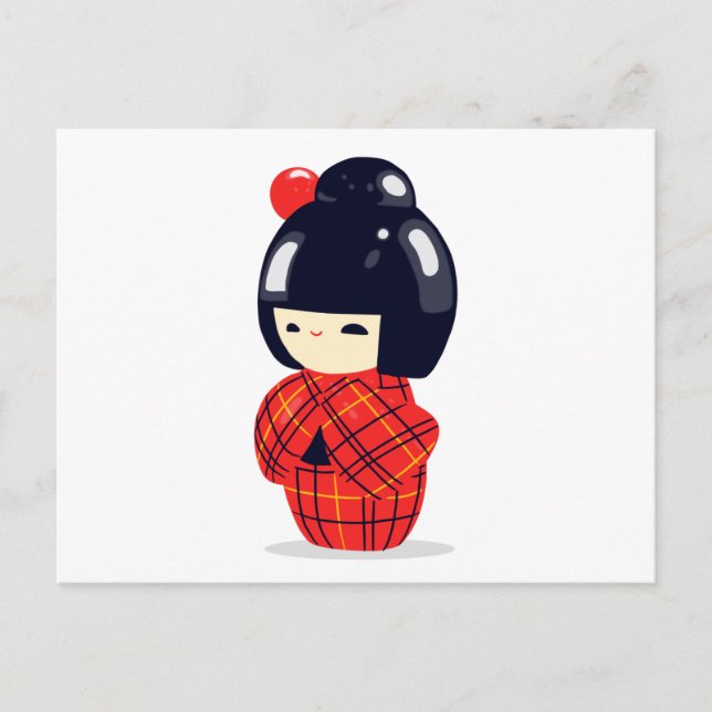 Carte Postale Poupée Sakura Kokeshi (Devant)
