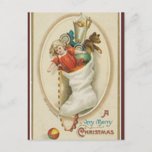 Carte Postale Poupée vintage Teddy Ours Noël