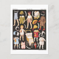 Carte postale Poupées en papier pour enfants vinta