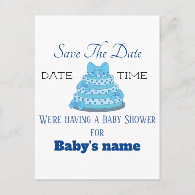 Carte postale pour annoncer une douche pour bébé g (Devant)