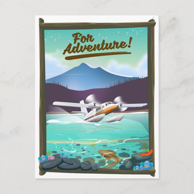 Carte Postale Pour Aventure ! Affiche de voyage d'avion de mer (Devant)