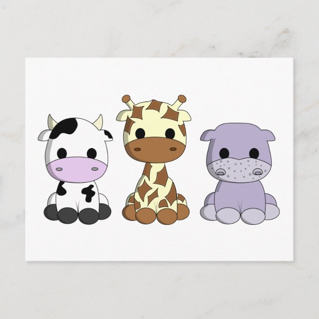 Carte postale pour enfants girafe de vache mignonn (Devant)