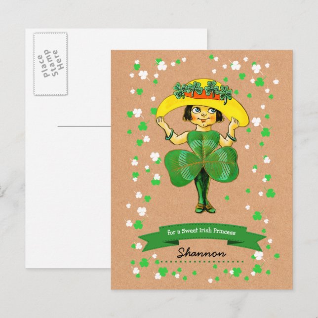 Carte Postale Pour la Saint-Patrick de la princesse irlandaise d (Devant / Derrière)