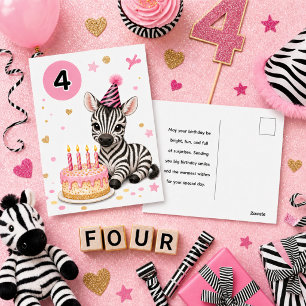 Carte postale pour le 4ème anniversaire de filles