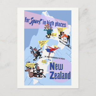Carte Postale Pour le sport en haut lieu Nouvelle-Zélande Vintag