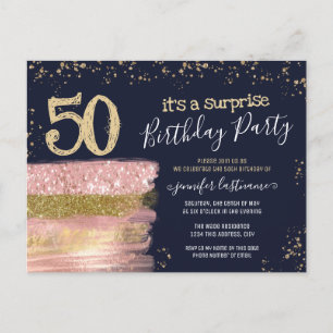 Carte postale pour les 50 ans avec gâteau surprise