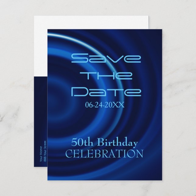Carte postale pour les 50 ans - Save the Date (Devant / Derrière)
