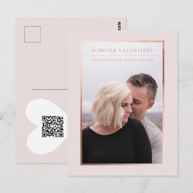 Carte Postale Pour toujours Valentines Photo Enregistrer la date (Devant / Derrière)