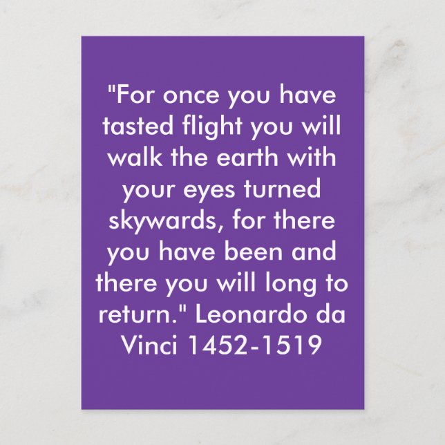 Carte Postale "Pour une fois vous avez goûté vol .. (Devant)