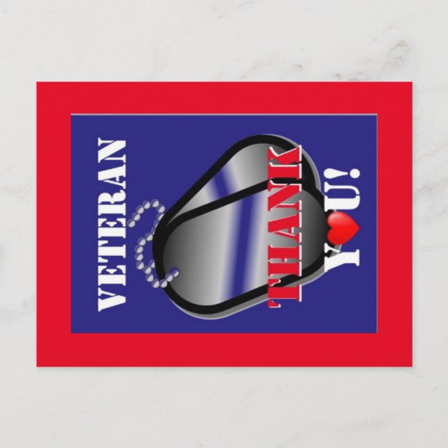 Carte postale pour vétérans Merci (Devant)