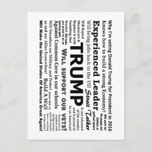 Carte Postale Pourquoi je vote pour Donald Trump