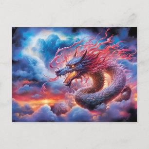 Carte Postale Poussée de Skyfire – Dragon à pinceau à air chinoi