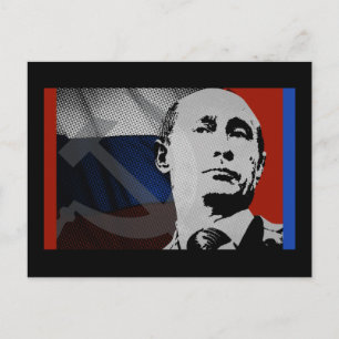Carte Postale Poutine avec le drapeau russe