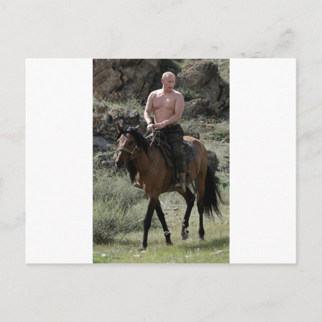 Carte Postale Poutine intrépide à cheval (Devant)