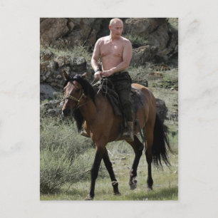 Carte Postale Poutine torse nu à cheval
