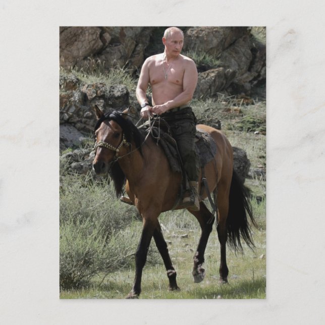 Carte Postale Poutine torse nu à cheval (Devant)