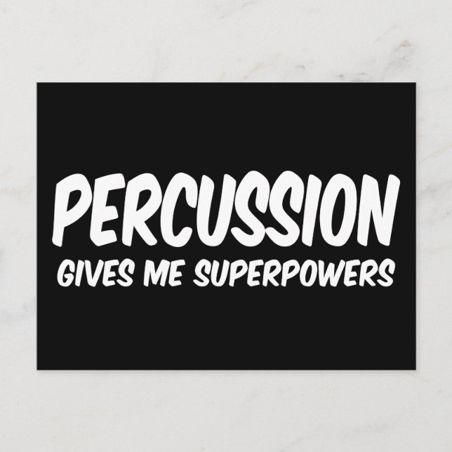 Carte Postale Pouvoirs de percussion Super-héros drôle de musiqu (Devant)