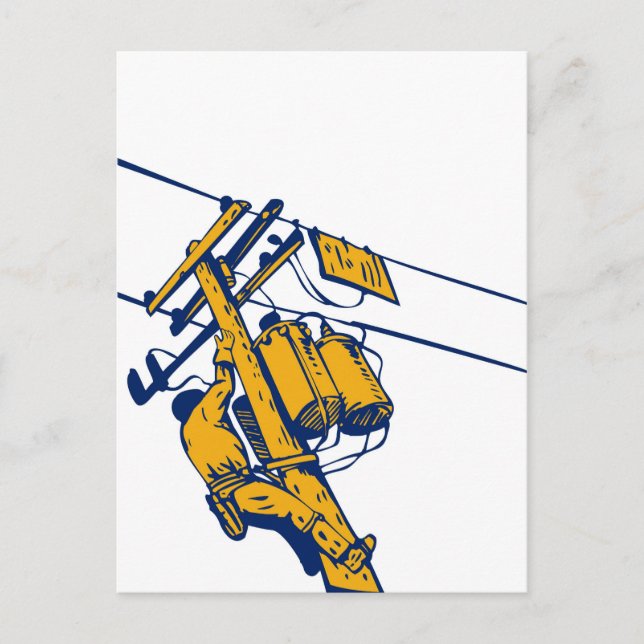 Carte Postale Power Lineman Electrician (Devant)