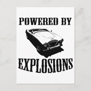 Carte Postale "Powered by Explosions" Voiture de sport britanniq