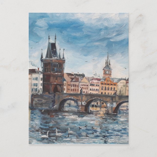 Carte Postale Prag - Peinture de pont Charles (Devant)
