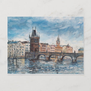 Carte Postale Prag - Peinture de pont Charles
