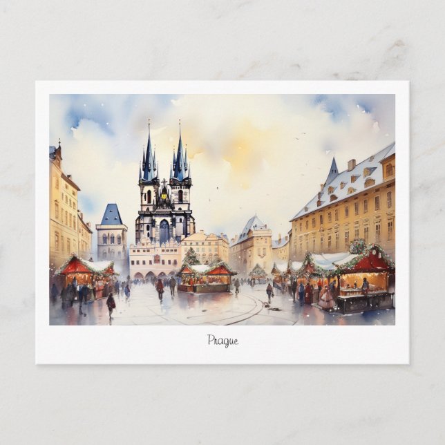 Carte postale Prague nuit de Noël en République tc (Devant)