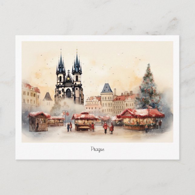 Carte postale Prague nuit de Noël en République tc (Devant)