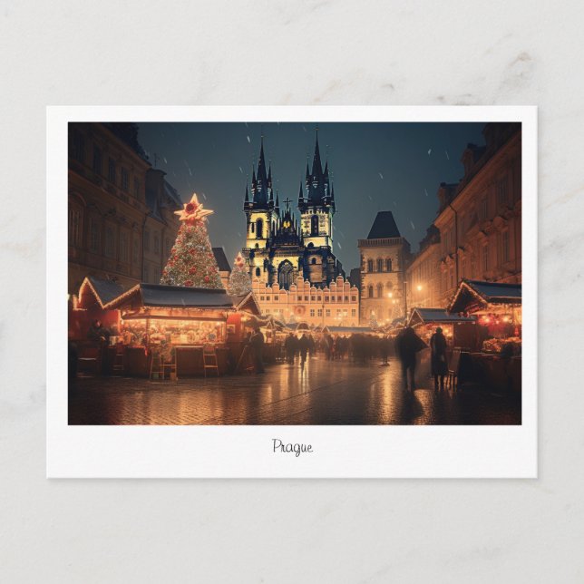 Carte postale Prague nuit de Noël en République tc (Devant)