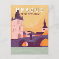 Prague République tchèque Travel Art Vintage