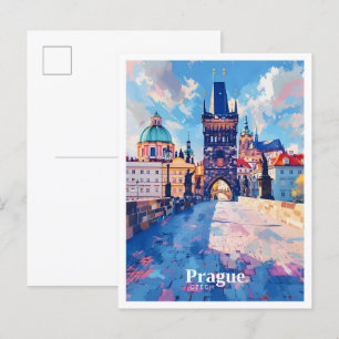 Carte Postale Prague République tchèque Vintage voyage d'art