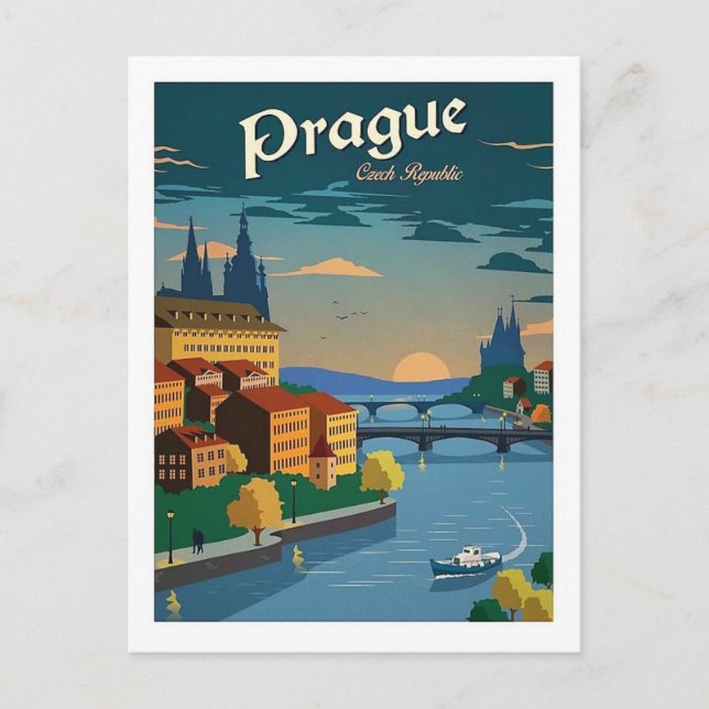 Carte Postale Prague République Tchèque Voyage Retro Imspect (Devant)