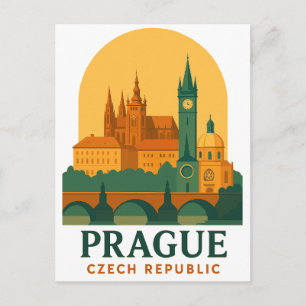 Carte Postale Prague vintage République tchèque Voyage Rétro
