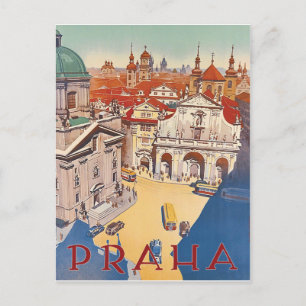 Carte Postale Prague, vue aérienne sur le centre-ville, voyage v