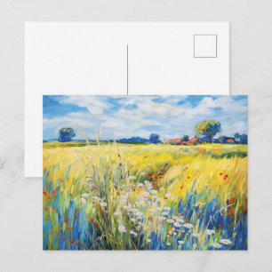 Carte Postale Prairie de fleurs sauvages le long de la rivière H