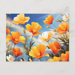 Carte Postale Prairie vibrante de pavots de Californie