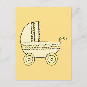 Carte Postale Pram bébé jaune.
