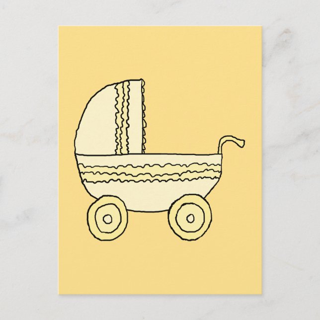 Carte Postale Pram bébé jaune. (Devant)